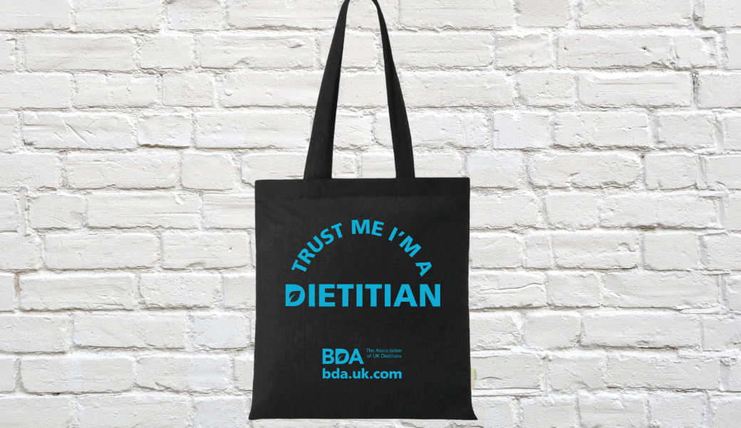BDA Trust me, I’m a dietitian branded tote bag 1