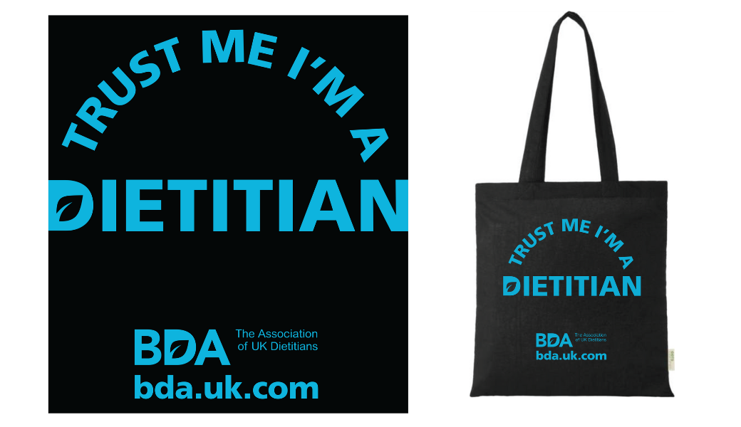 BDA Trust me, I’m a dietitian branded tote bag 2